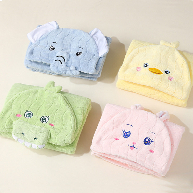 儿童浴巾男孩女孩可穿新生婴儿洗澡速干吸水斗篷宝宝带帽浴袍裹巾