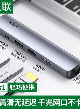 绿联CM418 type-c扩展坞千兆网卡hdmi电视机投影仪HUB集线器10919