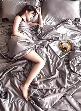 日本进口新款冰丝空调被薄款可水洗床单四件套天丝水洗双人被子