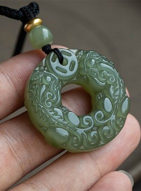 天然和田玉双面貔貅平安扣