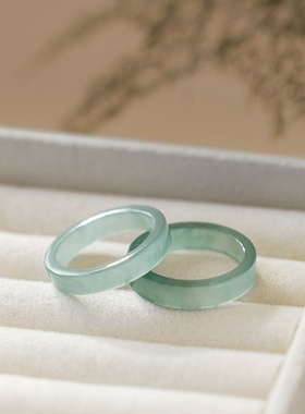 天然A货玉戒尾小指冰翡翠