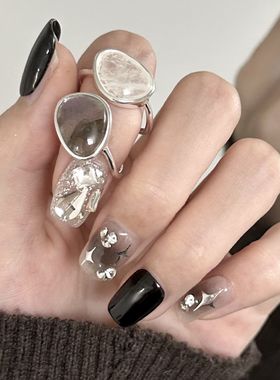 S925纯银戒指女新款简约光月水晶镶嵌式百搭气质小众高级感女潮饰