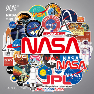 贝光欧美NASA航天局贴画太空宇宙行李箱电脑笔记本电机车防水贴纸