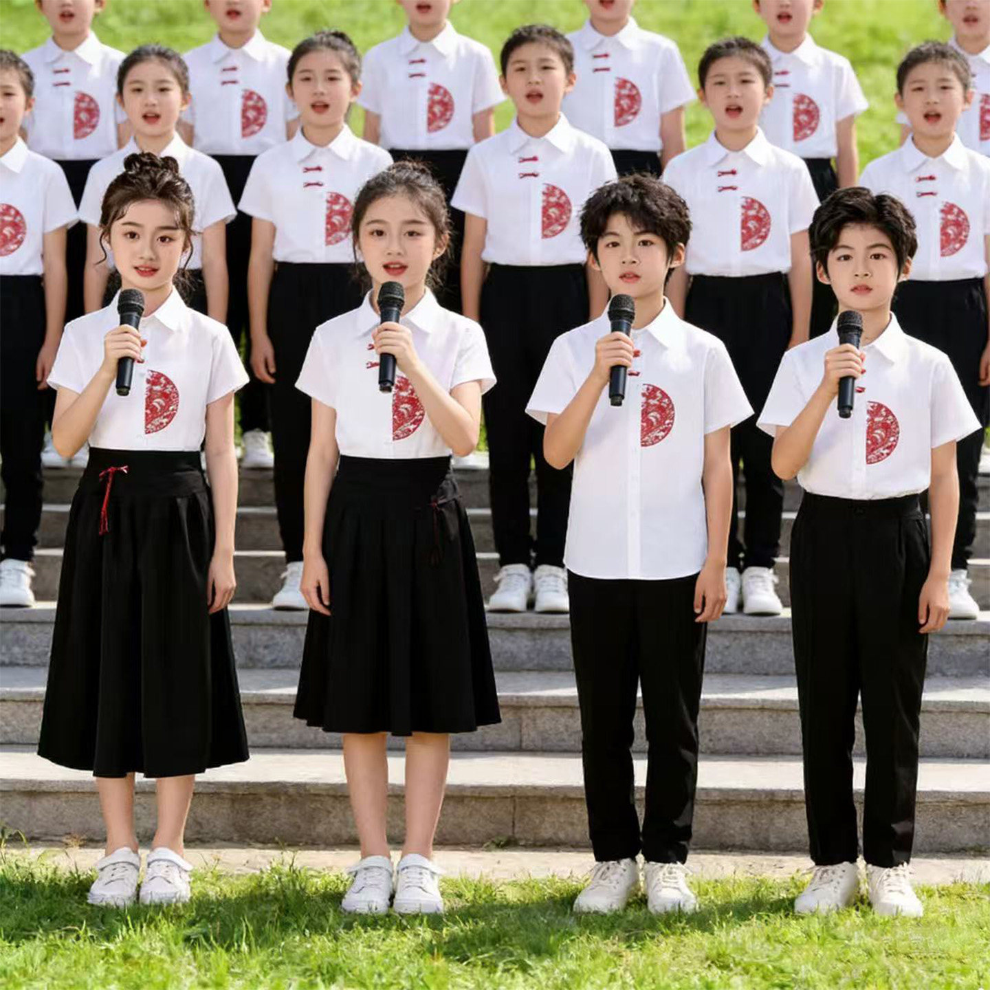 六一儿童中国风合唱服小学生诗歌朗诵演出服幼儿演讲礼服表演服装