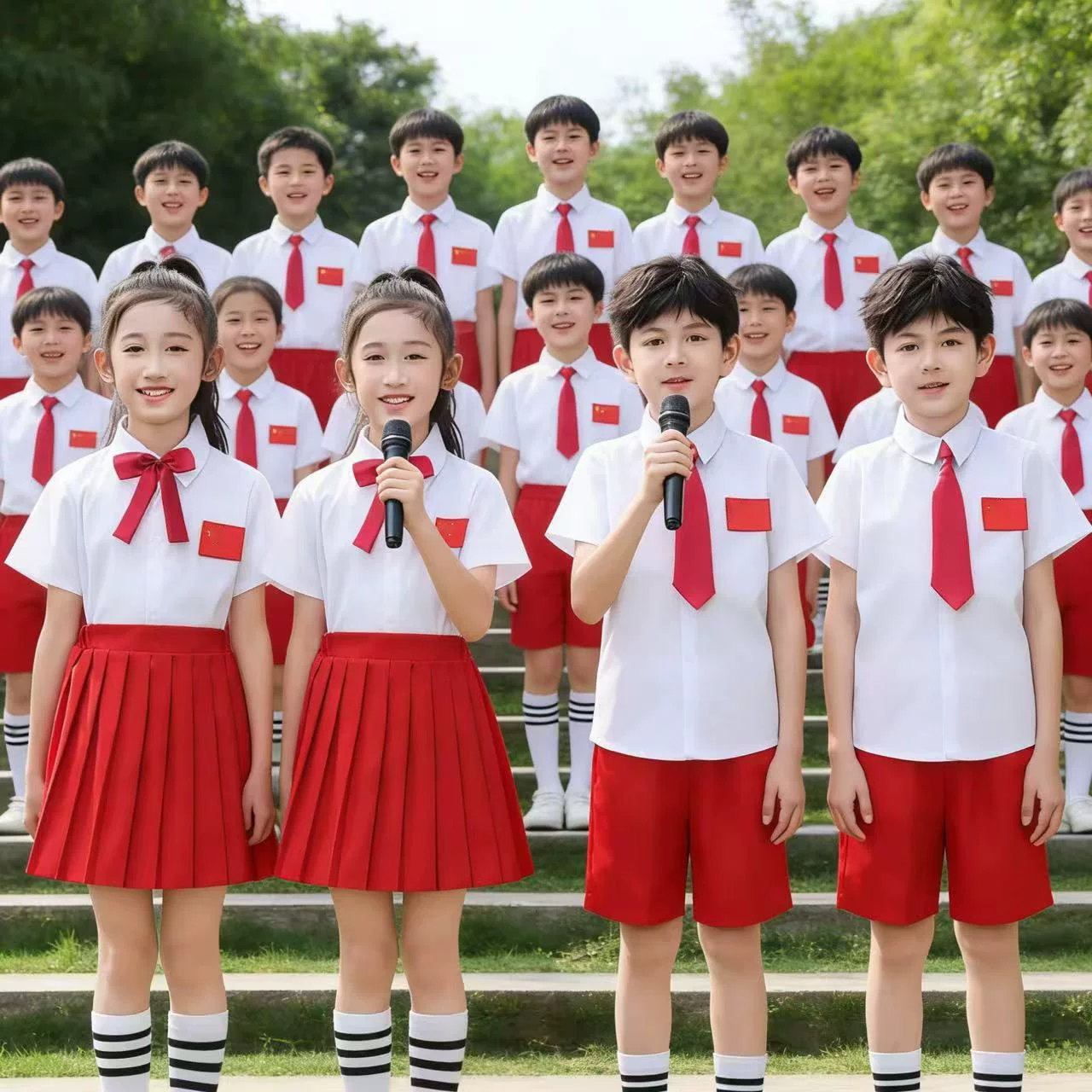 六一儿童合唱服红歌爱国演出服中小学生诗歌朗诵运动会比赛表演服