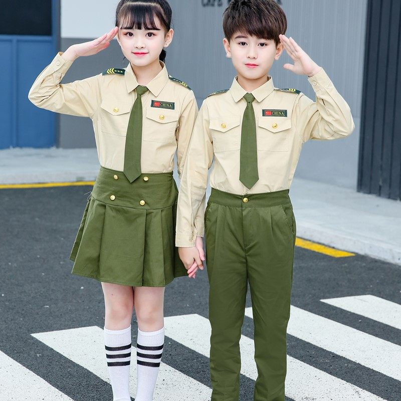 儿童陆军演出小学生运动会服装幼儿诗歌朗诵合唱服套装升旗手表演