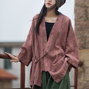 新中式复古扎染上衣女2026年春季新款原创棉麻肌理感改良衬衫外套