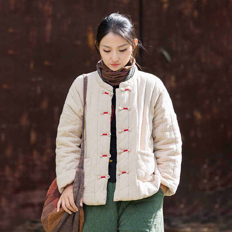 棉麻夹棉棉服肌理感柔软保暖棉衣