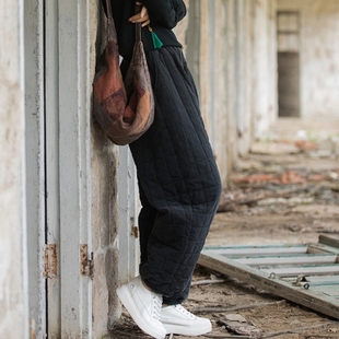 棉裤女冬季外穿2025年新款宽松棉麻加厚小个子保暖灯笼裤夹棉长裤