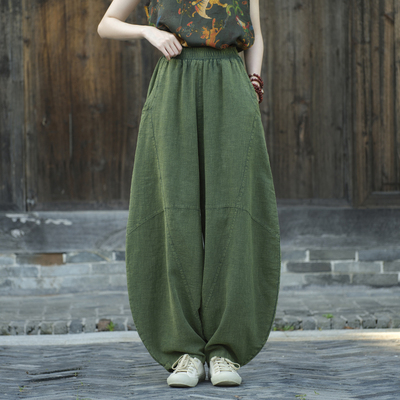 棉麻裤子宽松大码打坐禅修太极裤