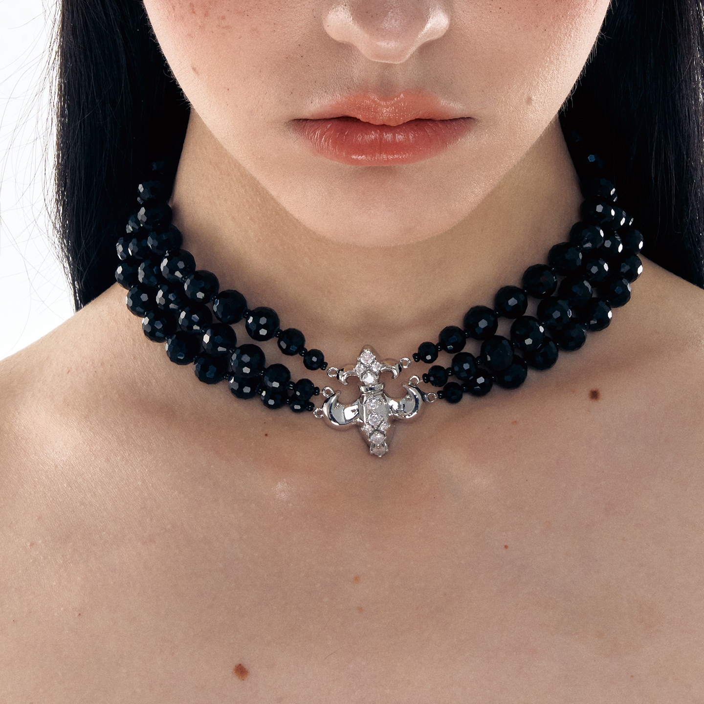 1JINNM2M鸢尾花黑玛瑙choker