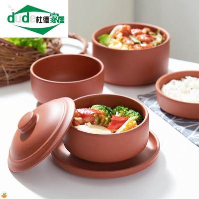 陶瓷蒸饭碗蒸饭专用碗紫砂钵仔碗蒸蛋碗老式土碗土陶碗带盖碗米线