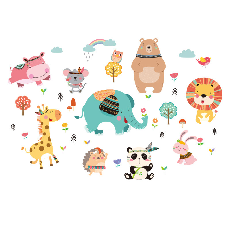 幼儿园童房间客厅装粘饰墙儿贴纸贴自画卡通地跳格子跳房子地板贴