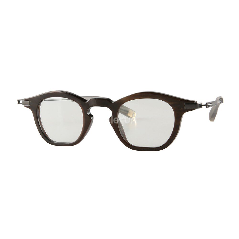 超轻超薄不锈钢金属钛软硅胶腿突鼻梁方形牛角框近视光学眼镜架