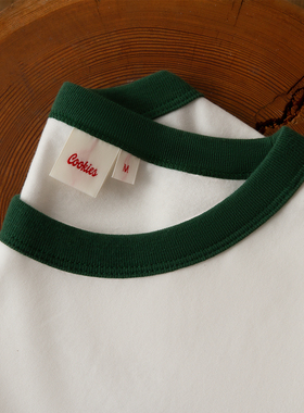 复古Ranger Tee 230g磨毛白色美式复古撞色圆领T恤情侣款