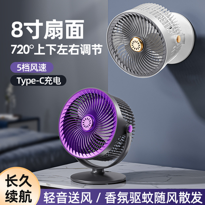 2025夏季新款大尺寸桌面台式壁挂两用风扇USB充电