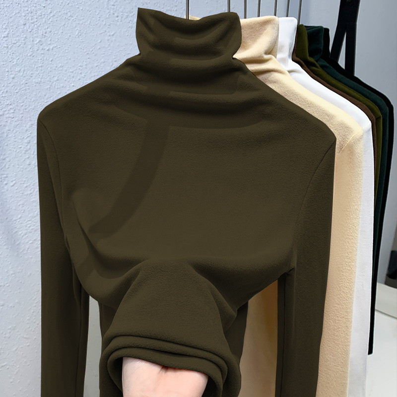 纯色德绒保暖高领打底衫