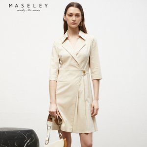 Maseley/玛塞莉A字时髦连衣裙秋季新款经典高级感通勤裙子女