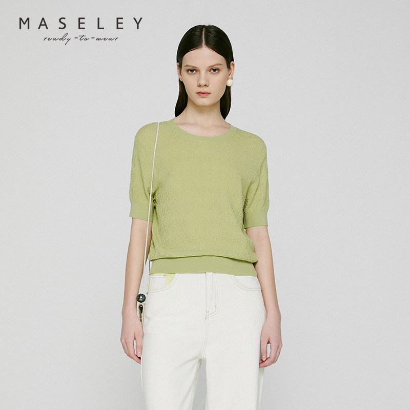 Maseley/玛塞莉年秋季新款百搭简约毛针织衫女优雅日常毛衣女