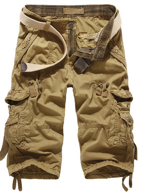 men's overalls multi-pocket cropped pants 工装裤多口袋七分裤