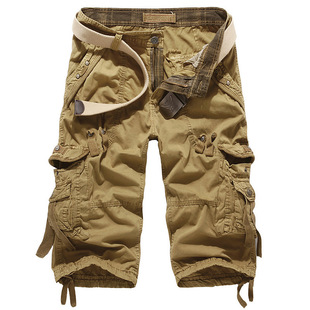 men's overalls multi-pocket cropped pants 工装裤多口袋七分裤