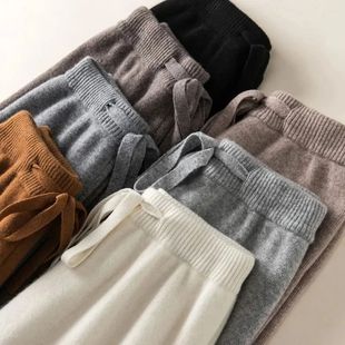 waist tight floor length pants 垂感松紧腰拖地针织裤 knit Hang