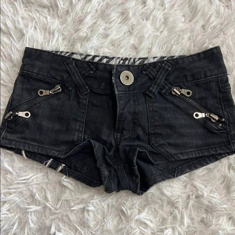 欧美街头印花修身牛仔短裤Street Style Slim Fit Denim Shorts
