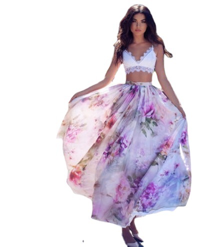 女士夏季波西米亚风印花摇摆裙