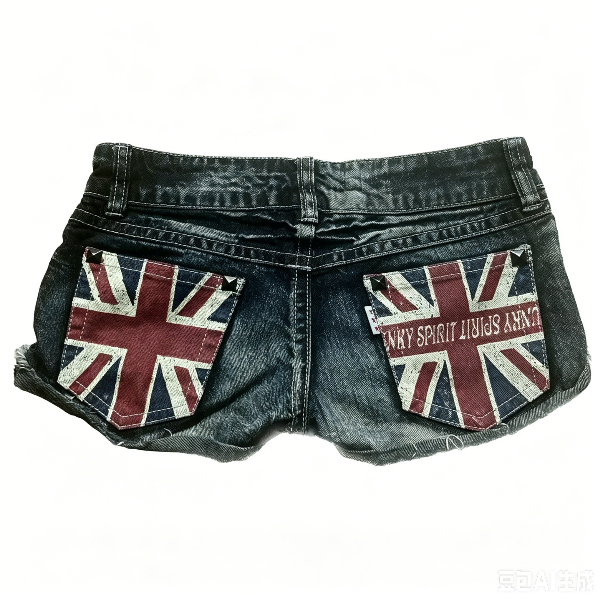 欧美街头辣妹修身印花牛仔短裤Contrast Color Slim Denim Shorts
