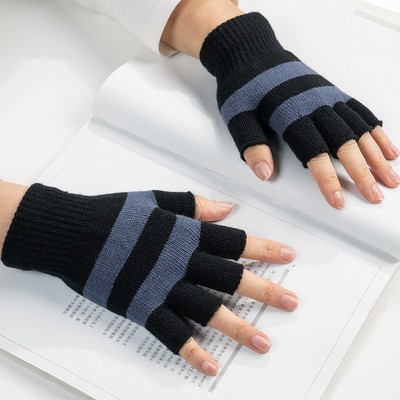 儿童手套露手指加绒办公