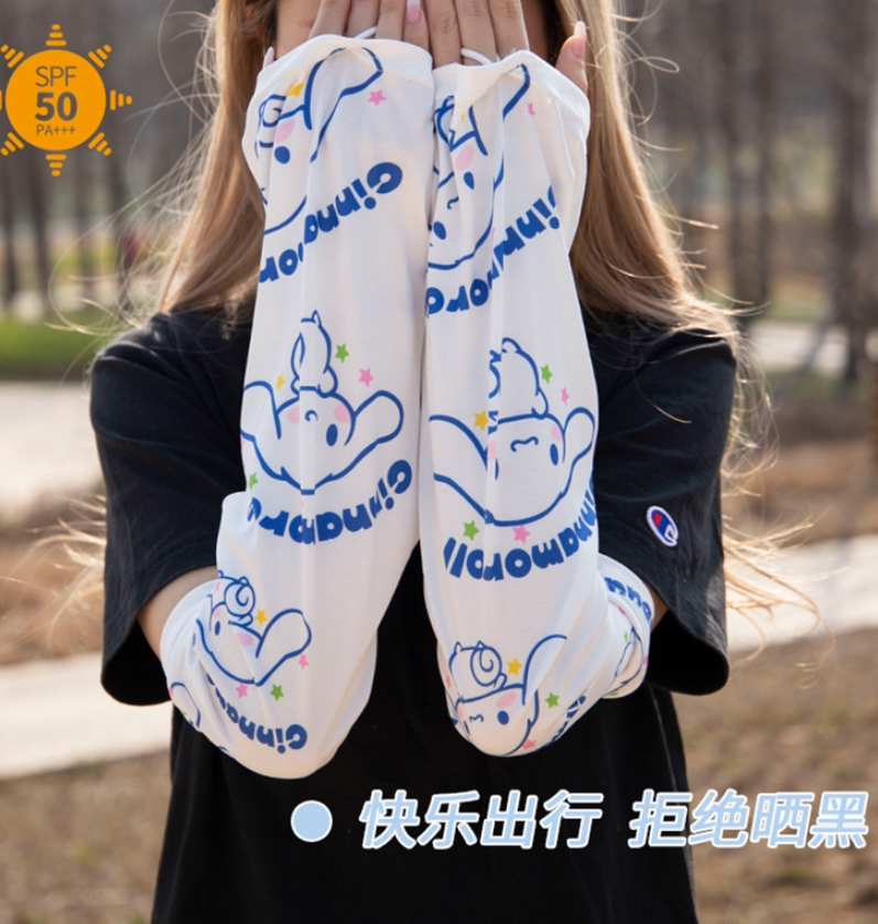 玉桂狗冰袖宽松女款夏季防晒防紫外线可爱卡通网红长款喇叭袖ins