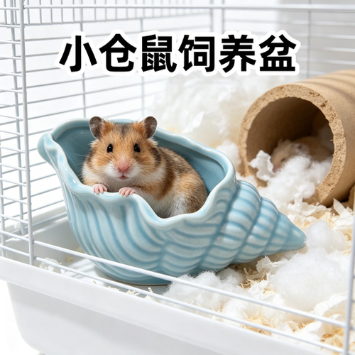 小仓鼠饲养盆陶瓷防啃咬水盆食盆浅口易清洁爬宠饲养丰荣造景装饰