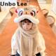 Unbo Lee舞狮儿童围巾手套一体帽冬季 加绒国风醒狮男女防风三件套