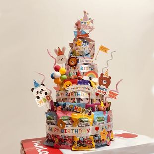 零食生日蛋糕装扮材料包泡沫胚套装零食假体生日蛋糕装扮diy插件