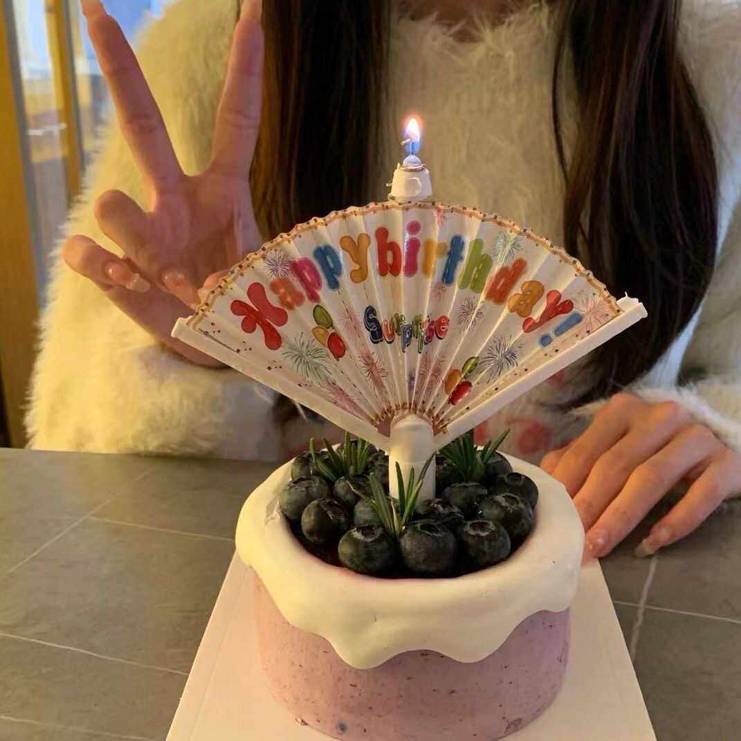 创意扇形小丑蜡烛惊喜横幅蜡烛搞怪生日蛋糕装饰生日蜡烛扇子