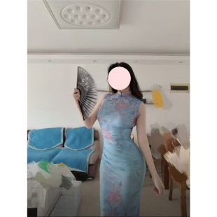 微胖mm新中式 高级感气质收腰长裙子 国风改良旗袍连衣裙女夏季 新款