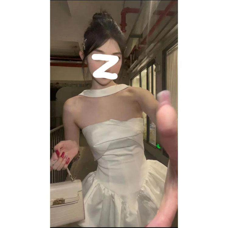 抹胸法式生日辣妹纯白花嫁气质