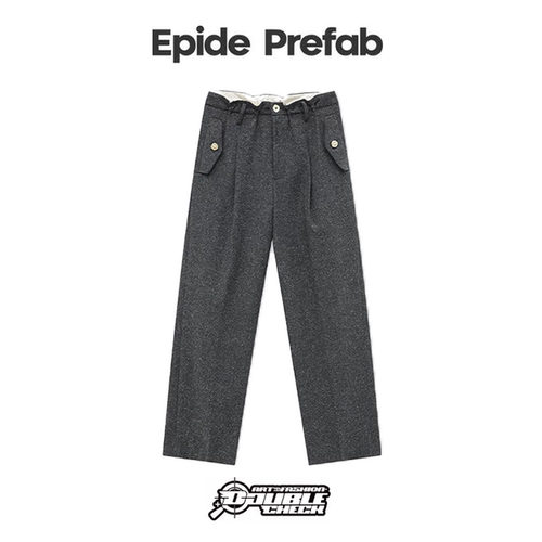 【Epide Prefab】Pleated-waist wool褶皱腰羊毛混纺休闲灰色西裤