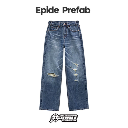 【Epide Prefab】Distressed wash大破坏破洞水洗做旧猫须牛仔裤