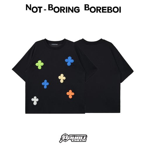 【Not-Boring Boreboi】3D Yarn Cross Tee十字毛线绣片短袖T恤
