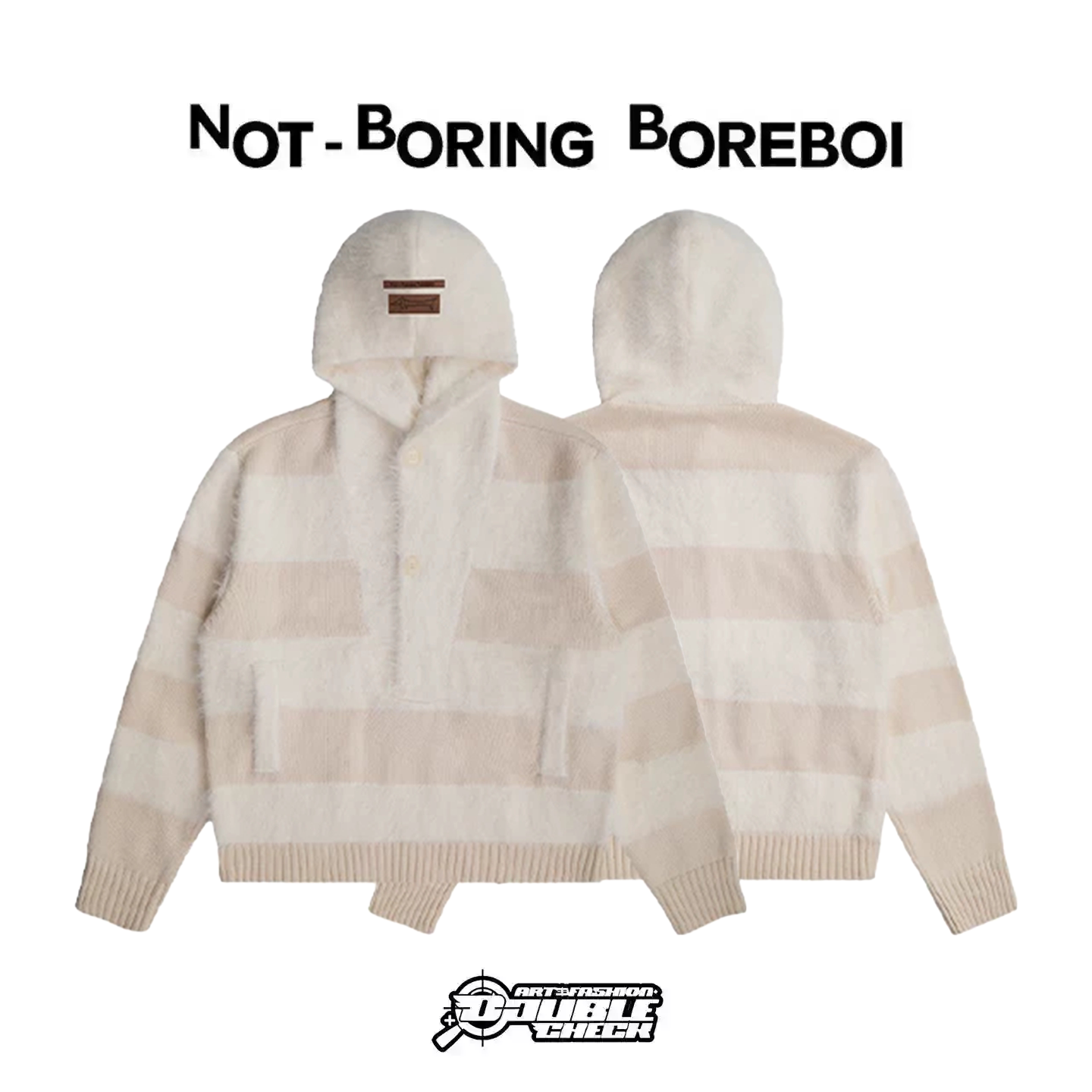 【Not-Boring Boreboi】Faux mink fleece仿貂绒绵羊毛连帽白毛衣