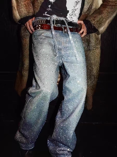 明星同款 Child Birth Royal borc重工立体印花满钻牛仔裤