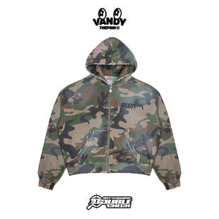 【VANDYTHEPINK】2025FW Camo Studded ZipUp 迷彩铆钉拉链卫衣