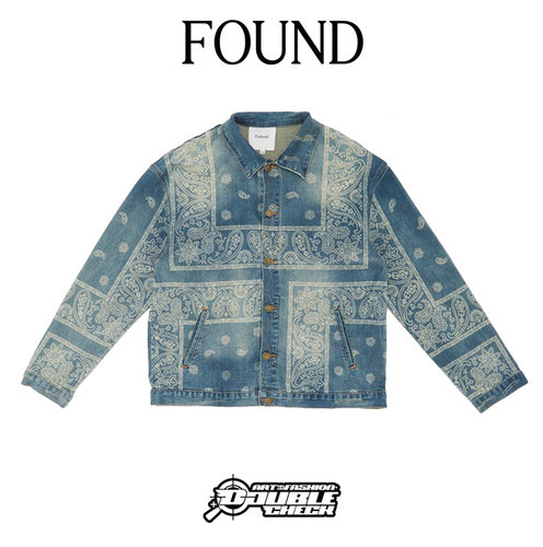 Profound洗denim佩斯利方巾夹克