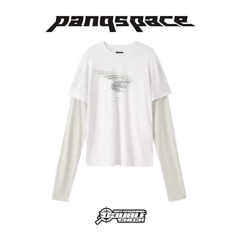 PANQSPACE日产翅膀假两件T恤