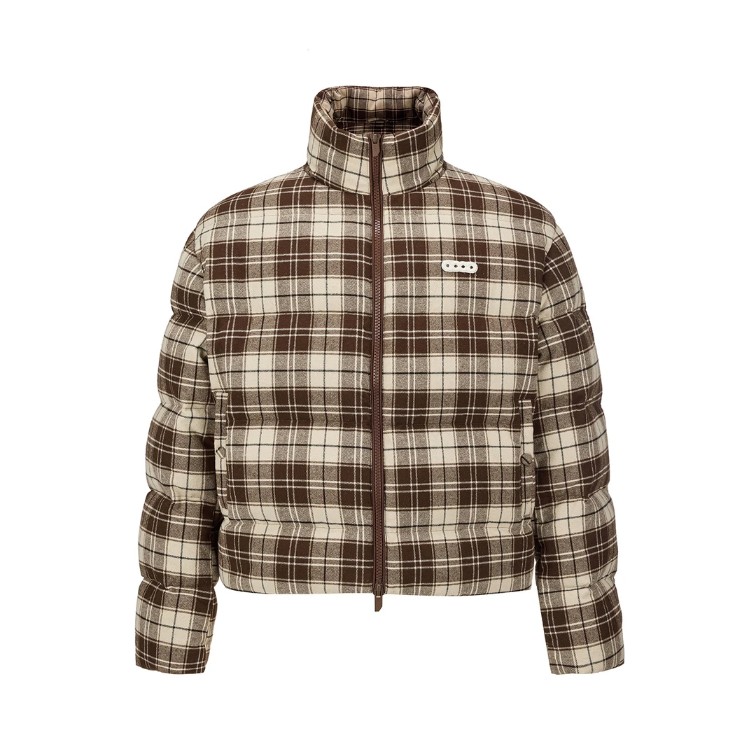 GOODBRAND云朵绣棕格纹棉服