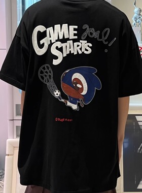 【国内正品】Edgar Plans  欧洲杯黑色人物印花短袖T恤