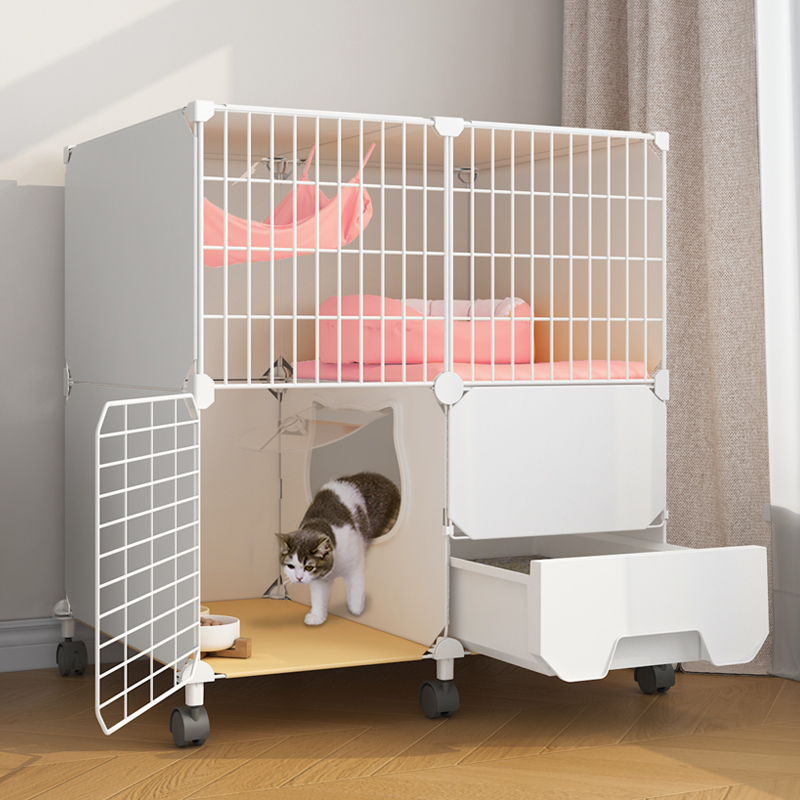 猫笼子家用室内带猫砂盆猫厕所一体猫别墅双层猫窝猫咪屋舍