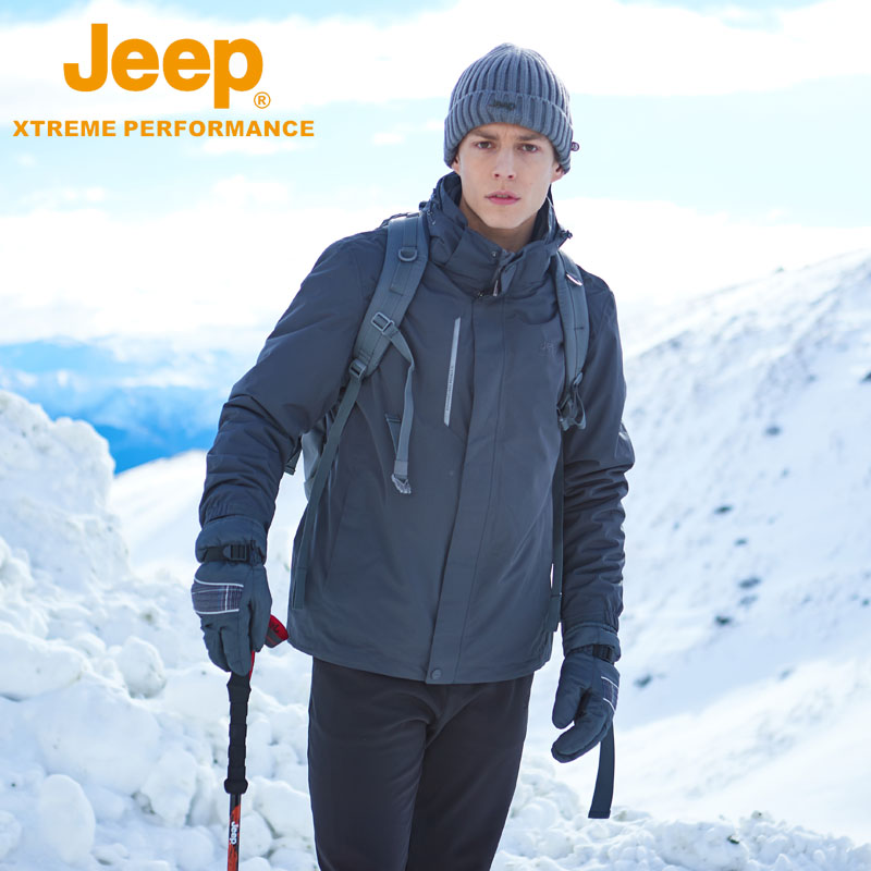 jeep户外冲锋衣三合一男登山服