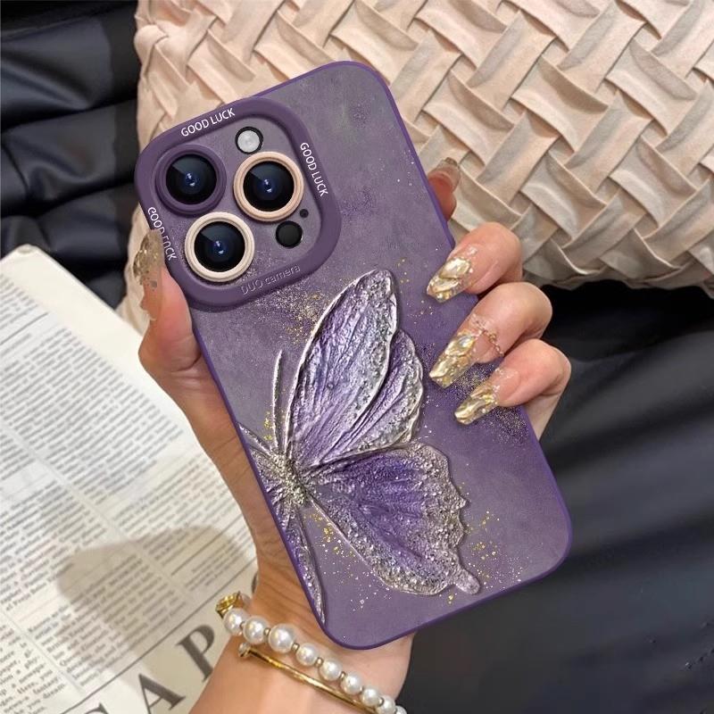 金箔蝴蝶适用苹果15手机壳iPhone15的15pro套7/14镜头pm全包苹果16软15promax硅胶13/12防摔8plus男x/xr女ip